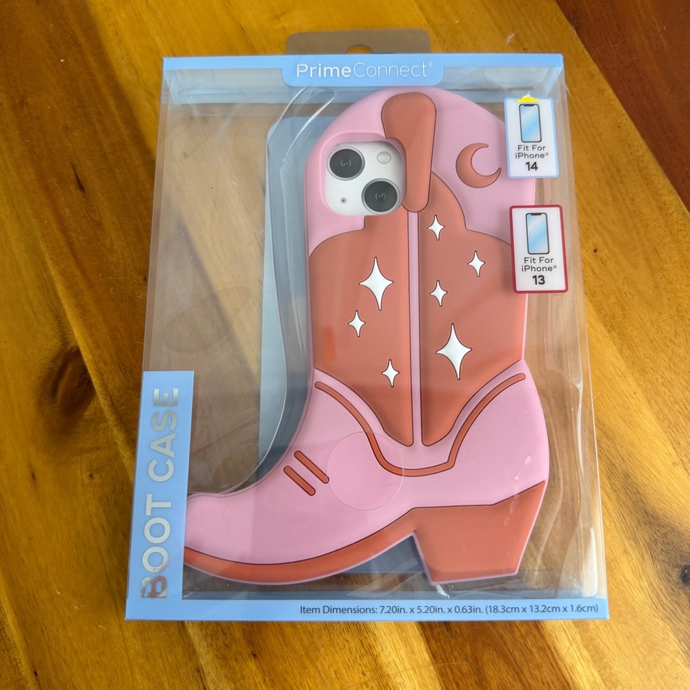Prime Connect pink cowboy‎ boot case iPhone 13 14